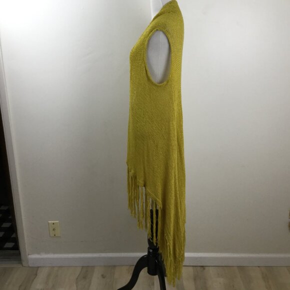 Do Everything in Love Mustard Open Front Fringe Vest Cardigan one size - Picture 5 of 9
